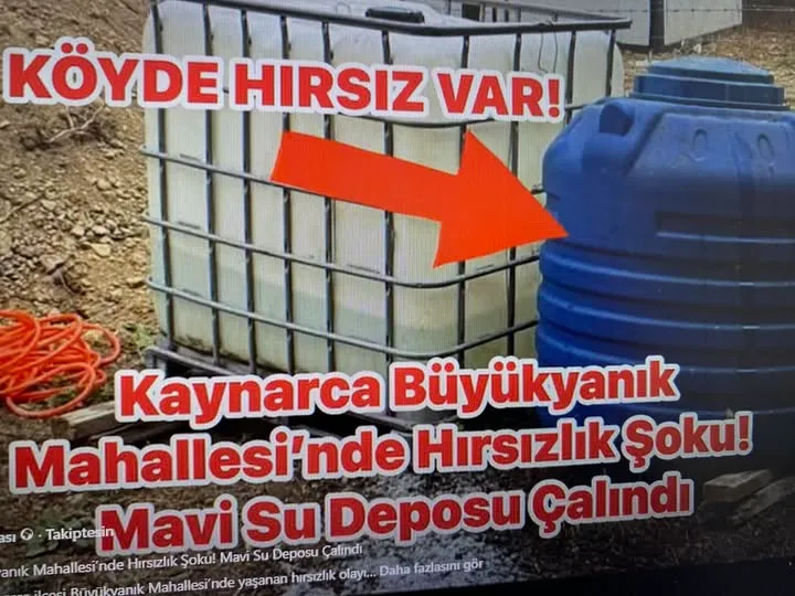 Kaynarca Büyükyanık Mahallesi’nde Hırsızlık Şoku! Mavi Su Deposu Çalındı