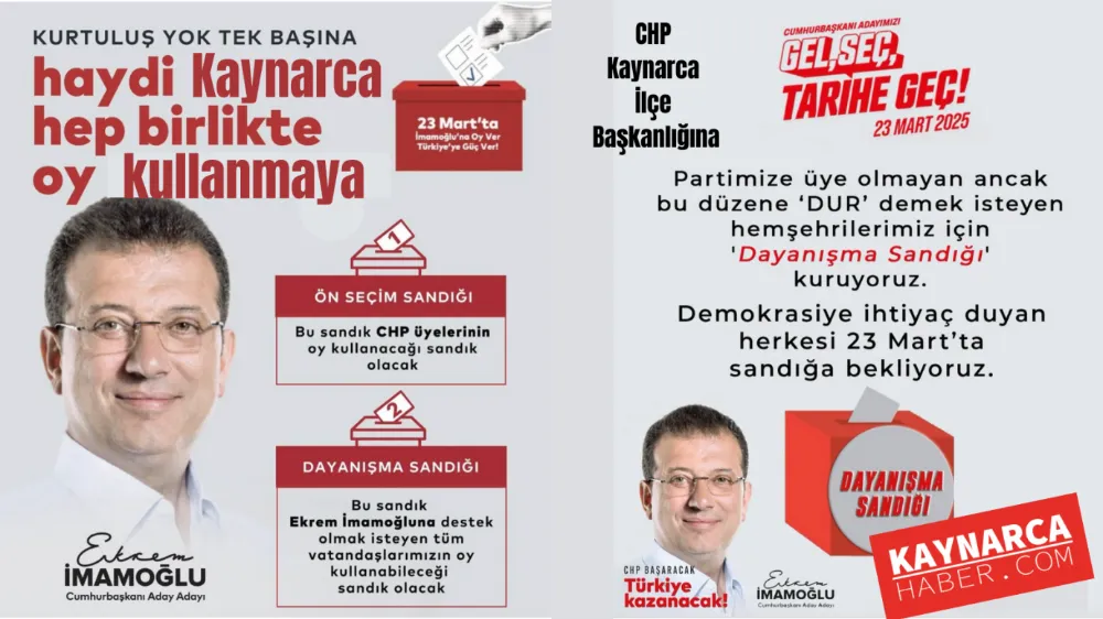 Kaynarca CHP İlçe Başkanlığından,Kaynarca’da Pazar günü Ekrem İmamoğlu’nun adaylığına destek için sandık kuruluyor