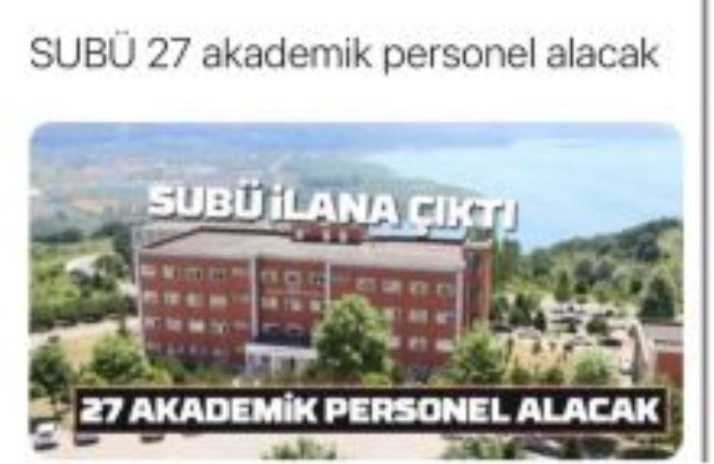 SUBÜ  27 Personel Alımı Yapacak
